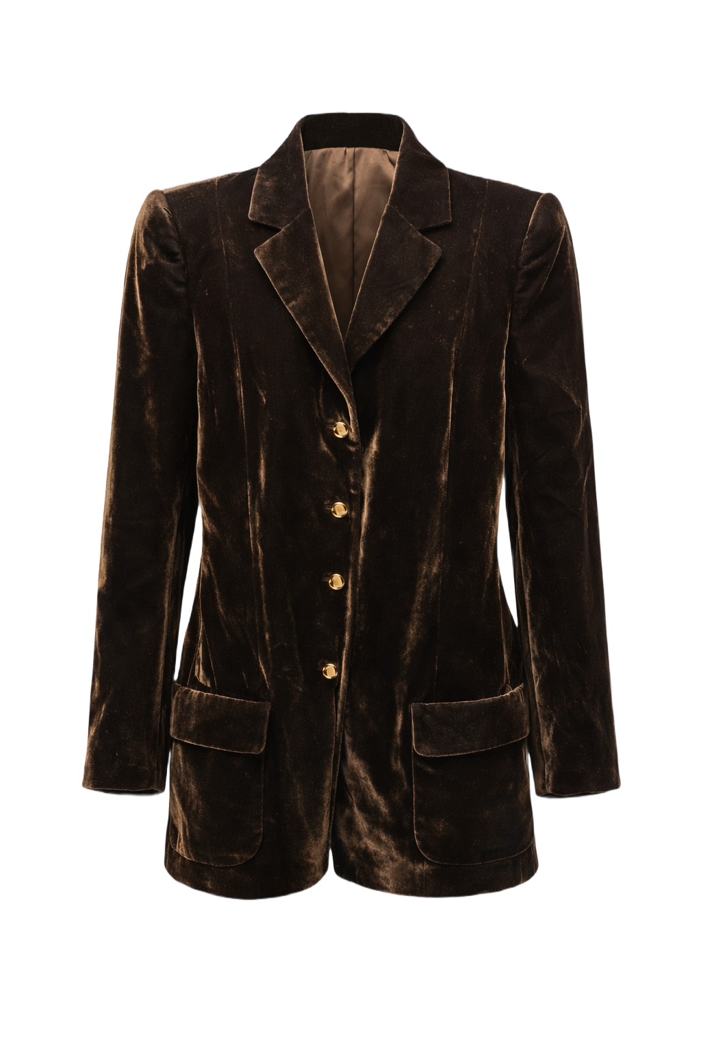 1990s Dark Brown Velvet Blazer - Front View