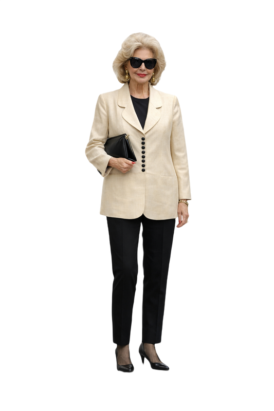 1980s Cream Silk Blazer - Model