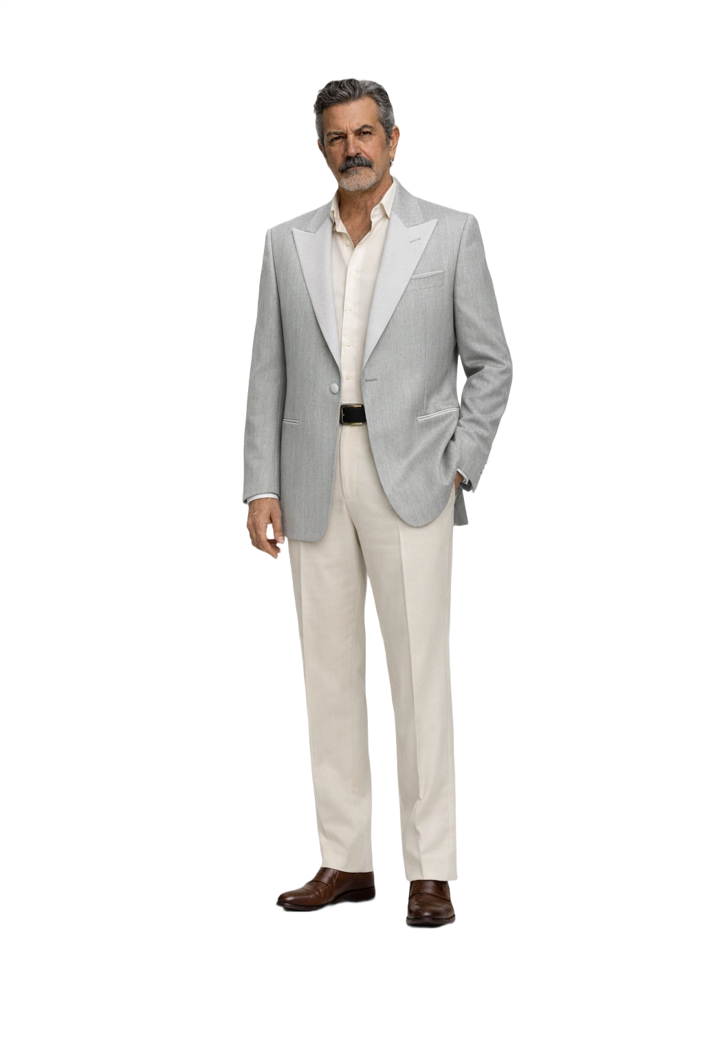 1980s Light Grey Wool Blazer - Model