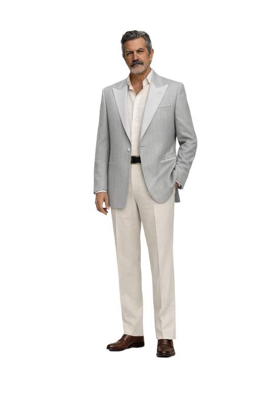 1980s Light Grey Wool Blazer - Model