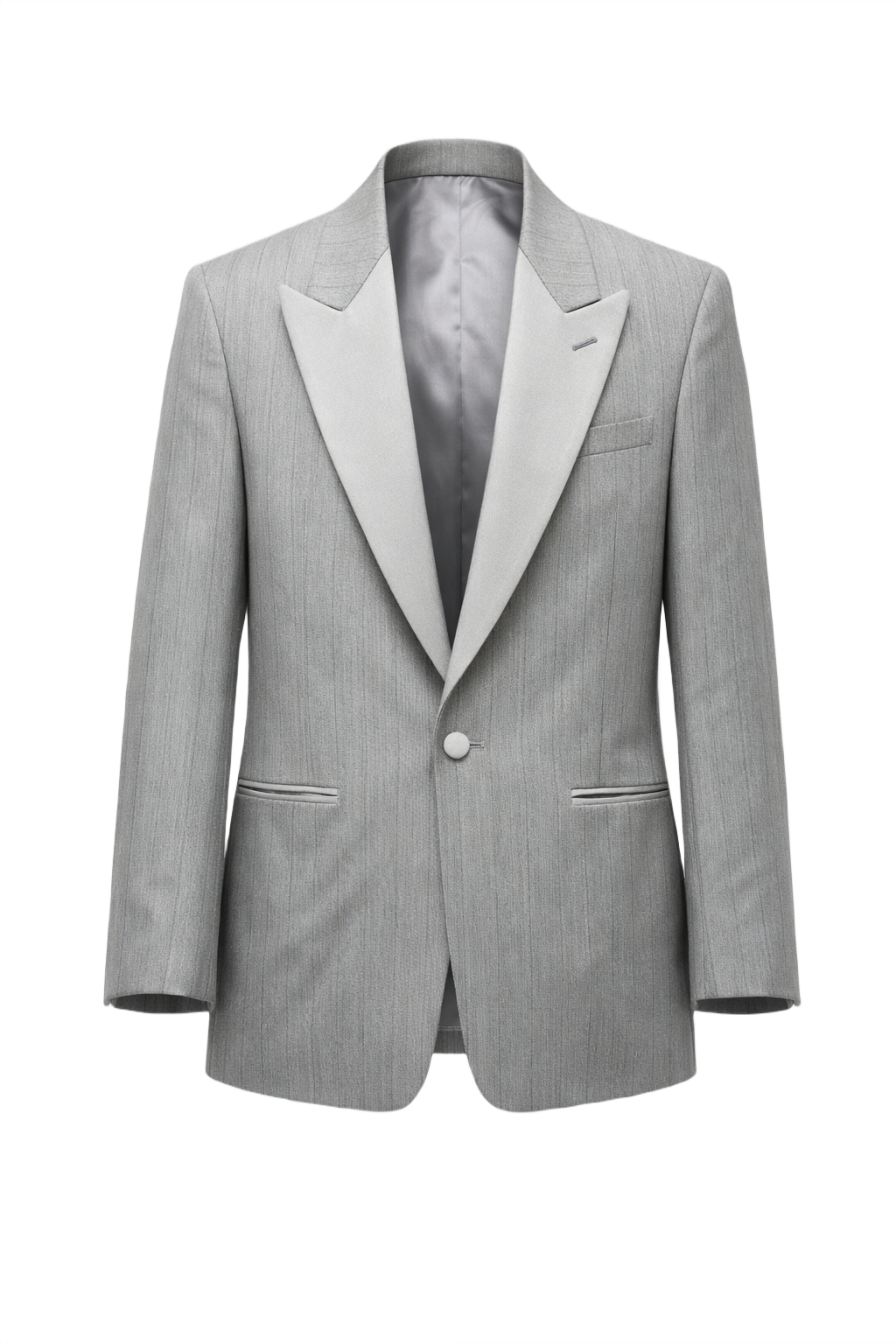 1980s Light Grey Wool Blazer - Front View