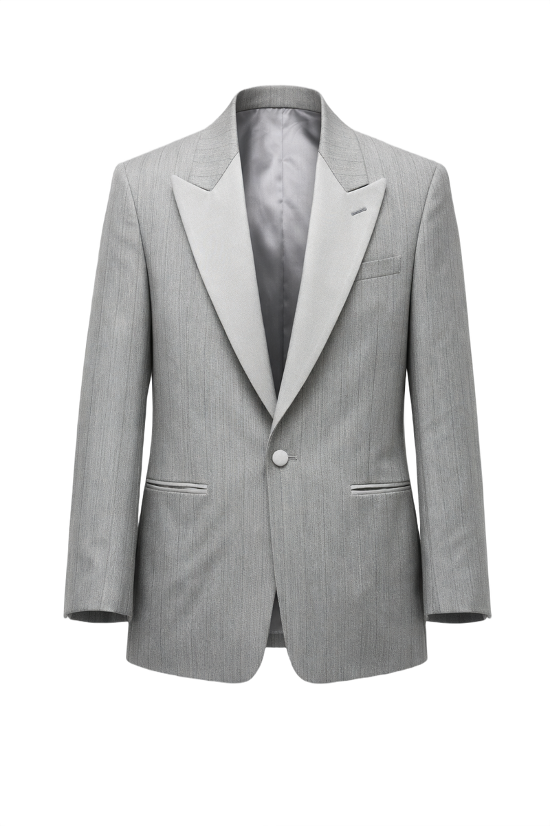 1980s Light Grey Wool Blazer - Front View