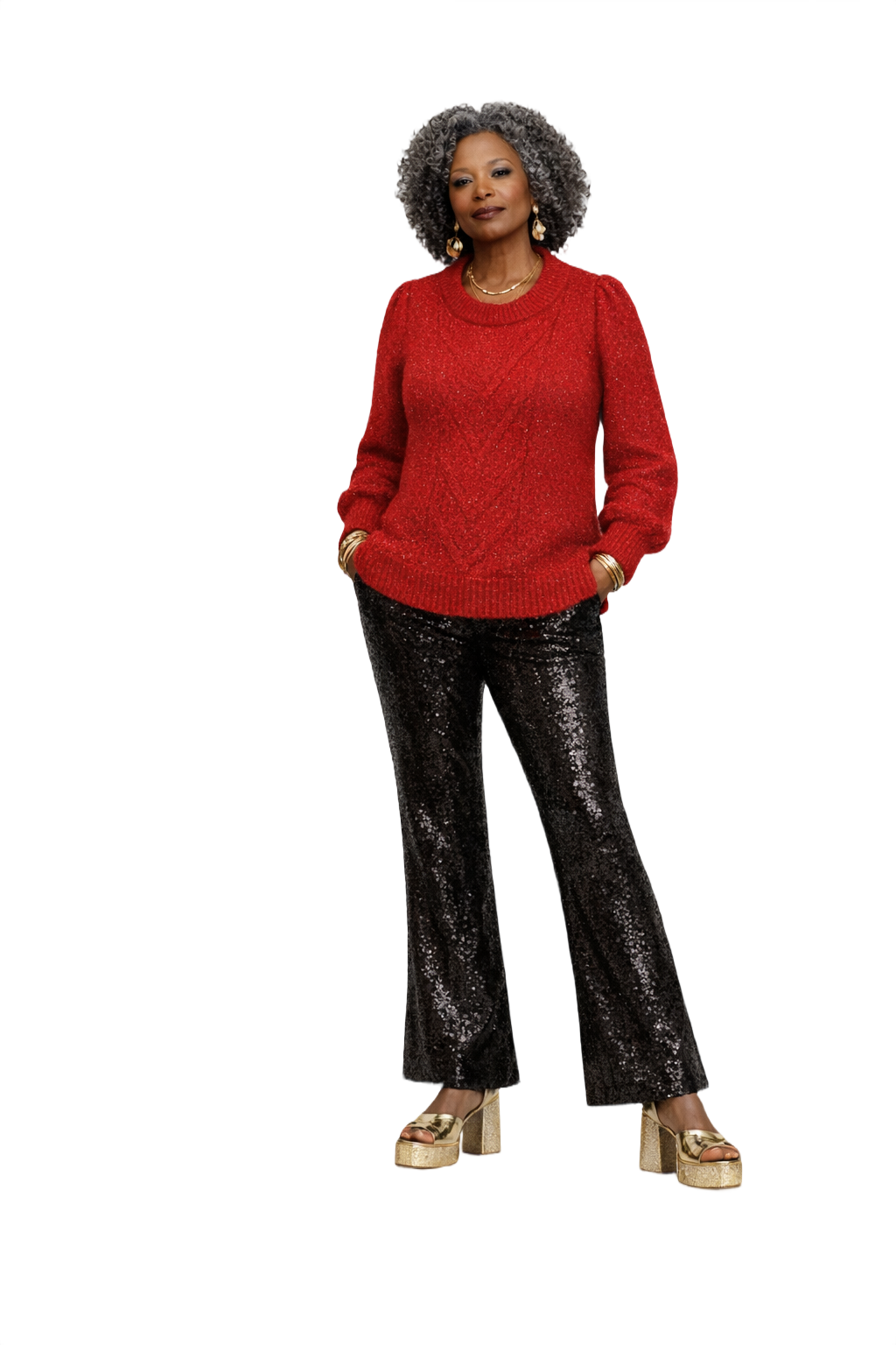 1970s Red Acrylic Sweater - Model