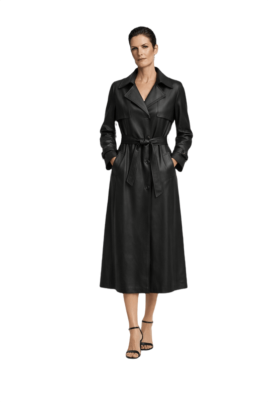 1990s Black Polyester Trench Coat - Model
