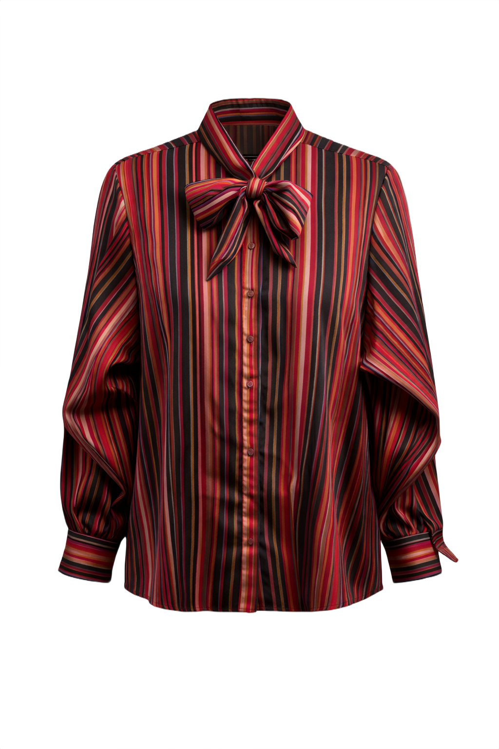 1970s Multicolor Silk Blouse - Front View