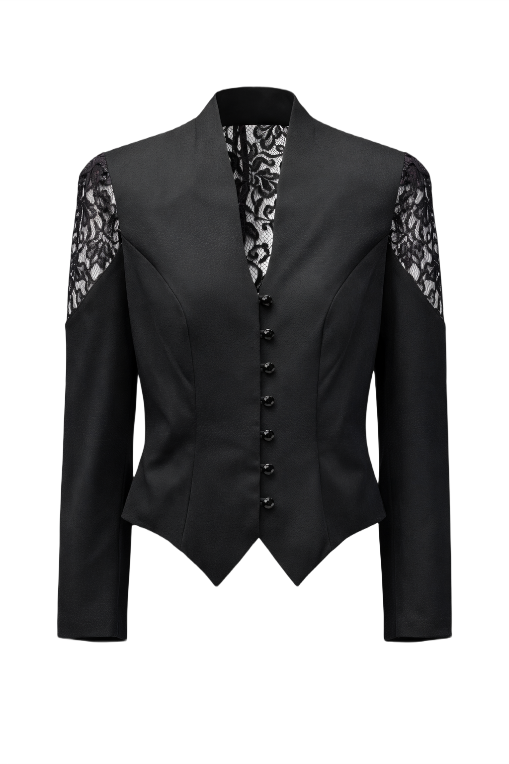 1990s Black Synthetic Blazer - Front View