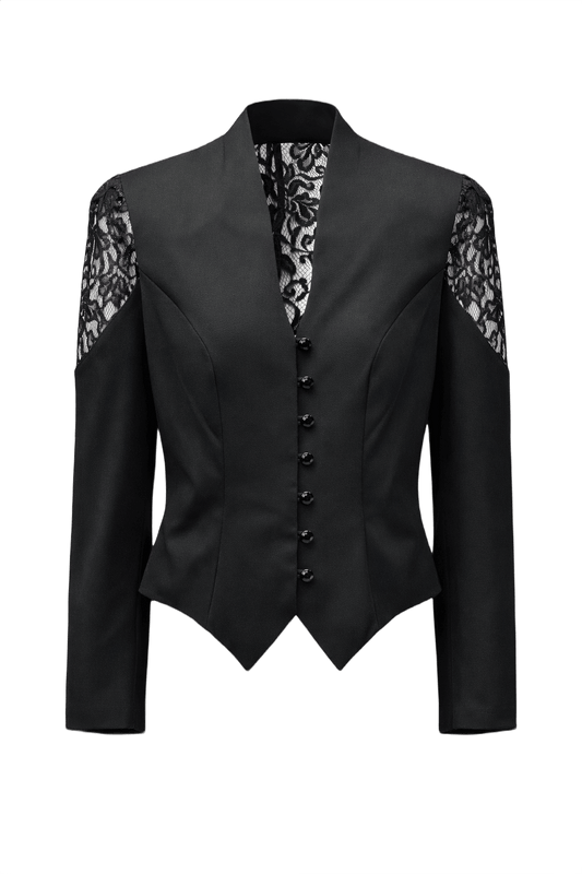 1990s Black Synthetic Blazer - Front View
