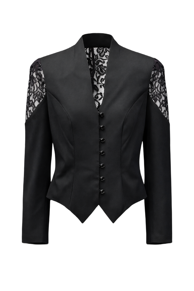 1990s Black Synthetic Blazer - Front View