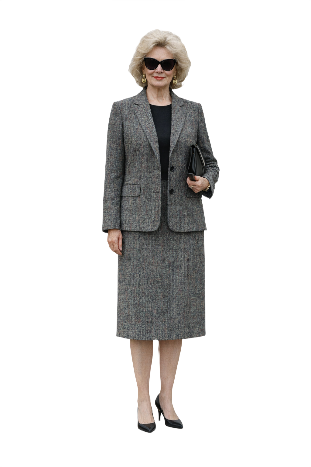 1980s Gray Wool Skirt Suit - Model