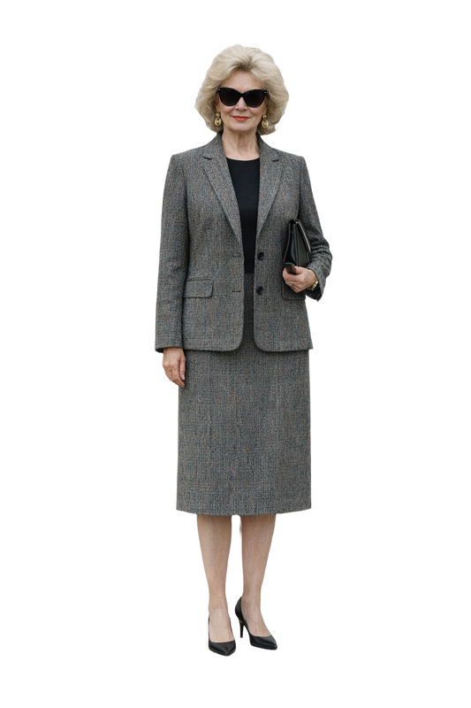 1980s Gray Wool Skirt Suit - Model