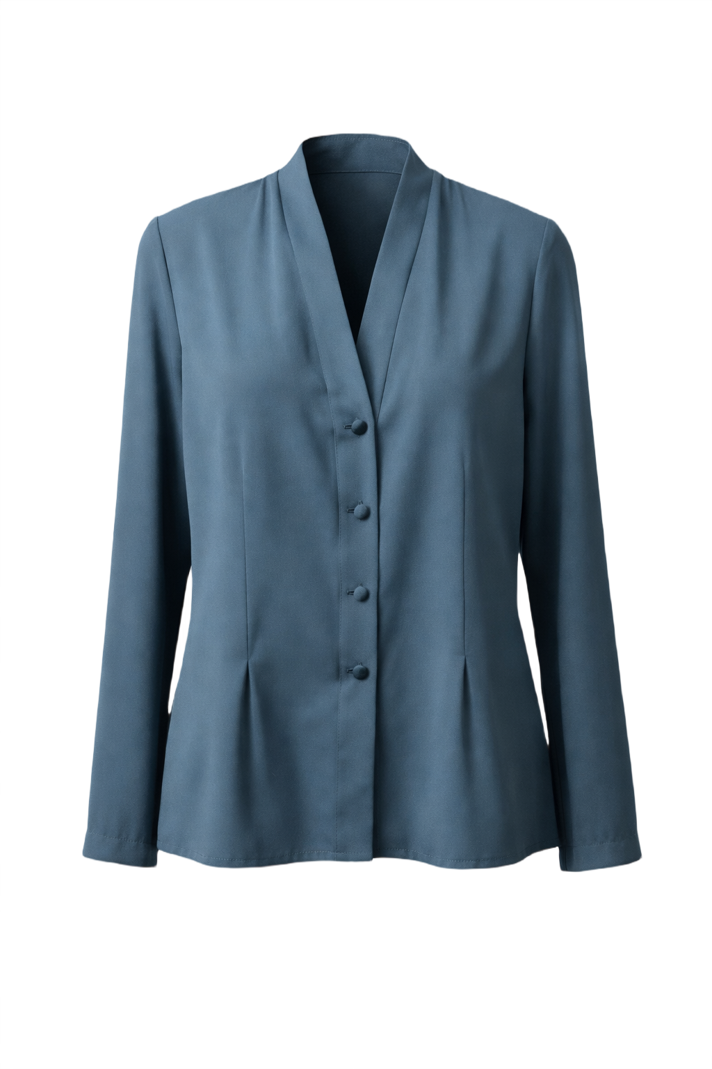 1980s Blue Silk Blouse - Front View