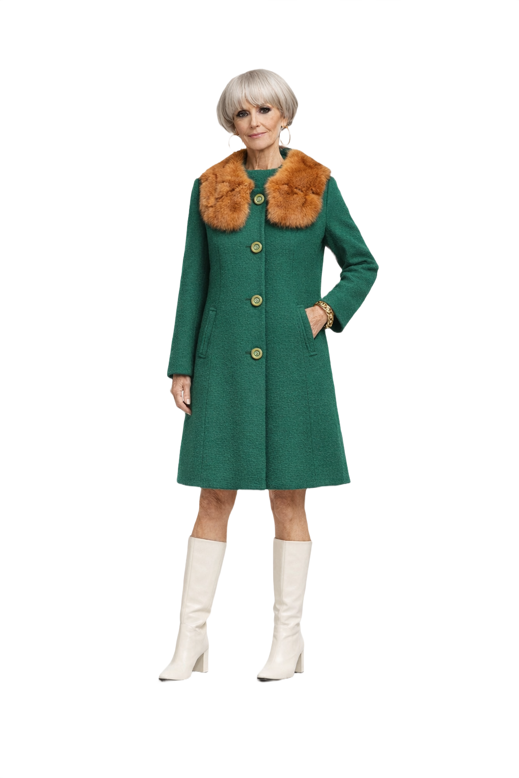 1960s Green Wool Coat - Model