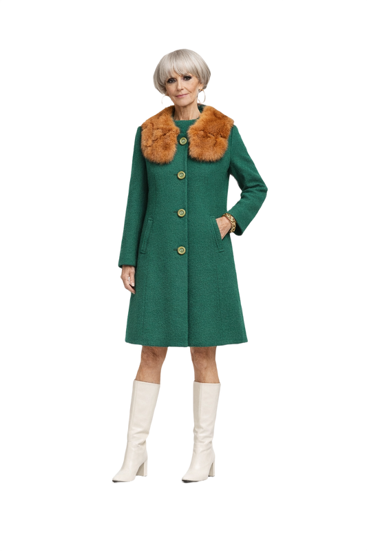 1960s Green Wool Coat - Model