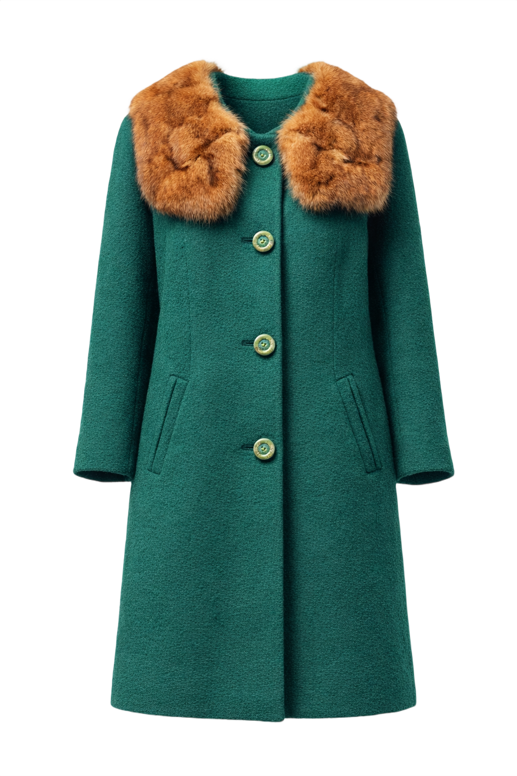 1960s Green Wool Coat - Front View