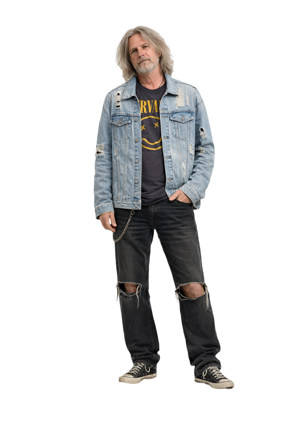1990s Light Blue Denim Jacket - Model