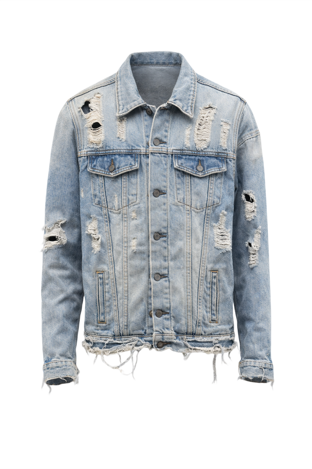 1990s Light Blue Denim Jacket - Front View