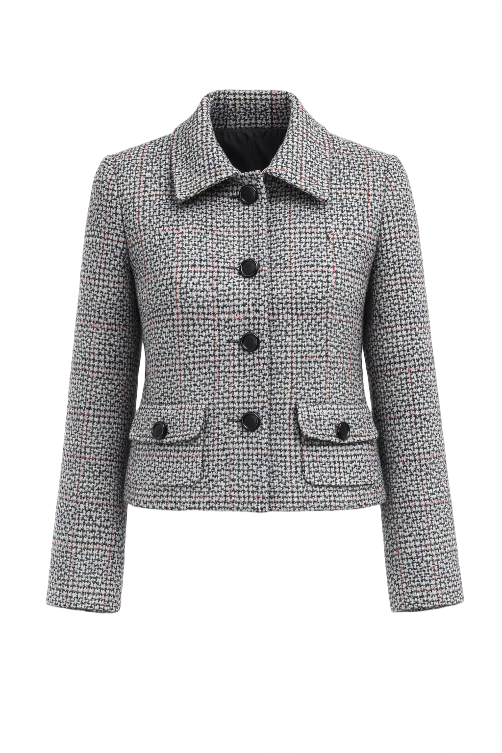 1960s Black and White Wool Blend Jacket - Front View