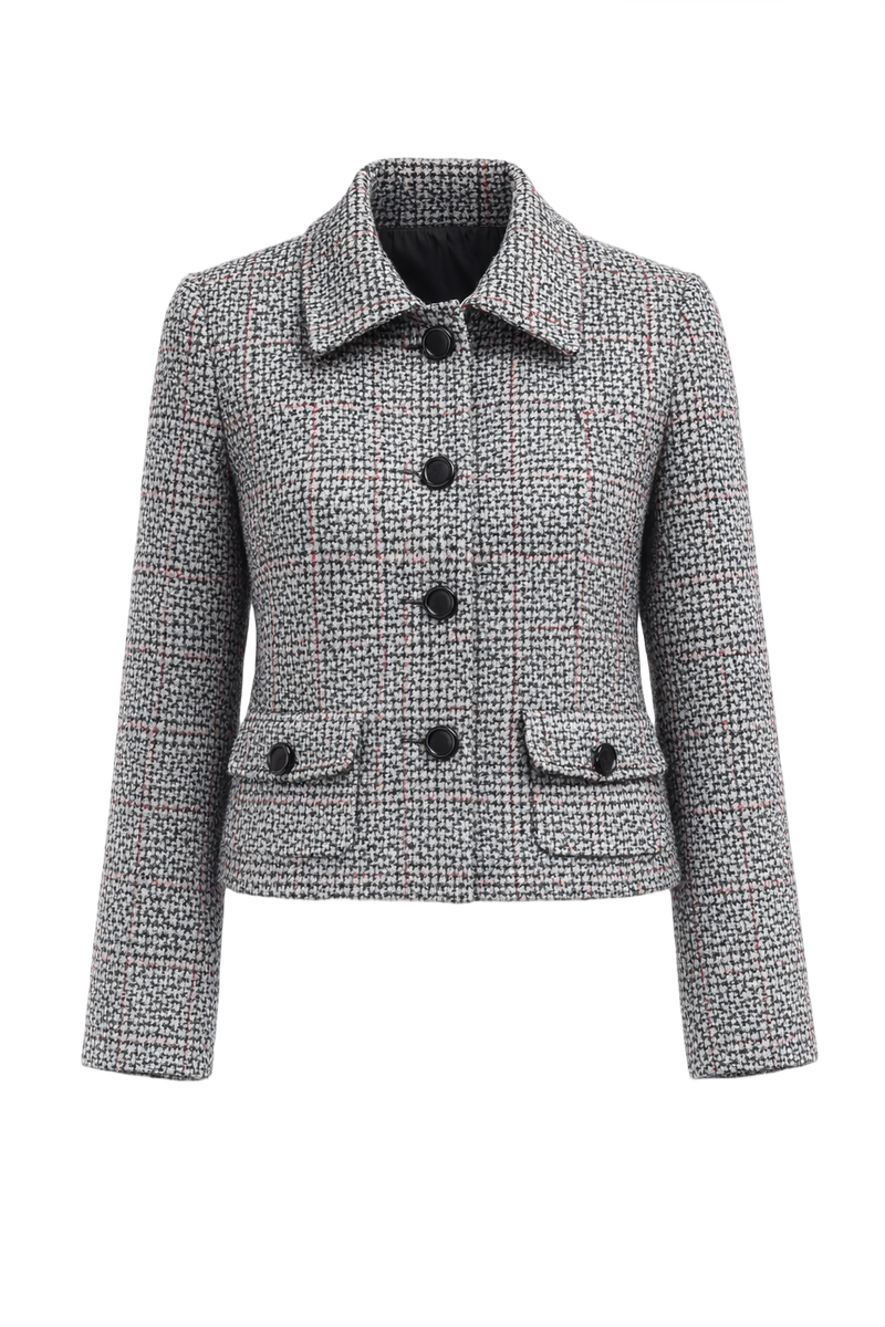 1960s Black and White Wool Blend Jacket - Front View
