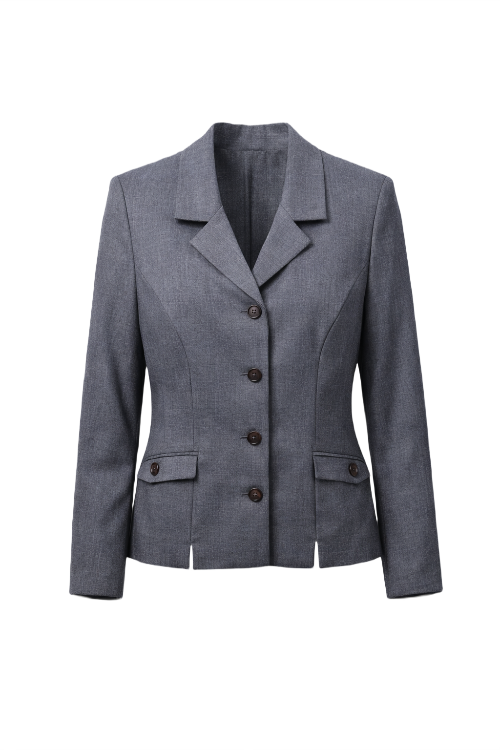 1990s Charcoal Grey Wool Blend Blazer - Front View