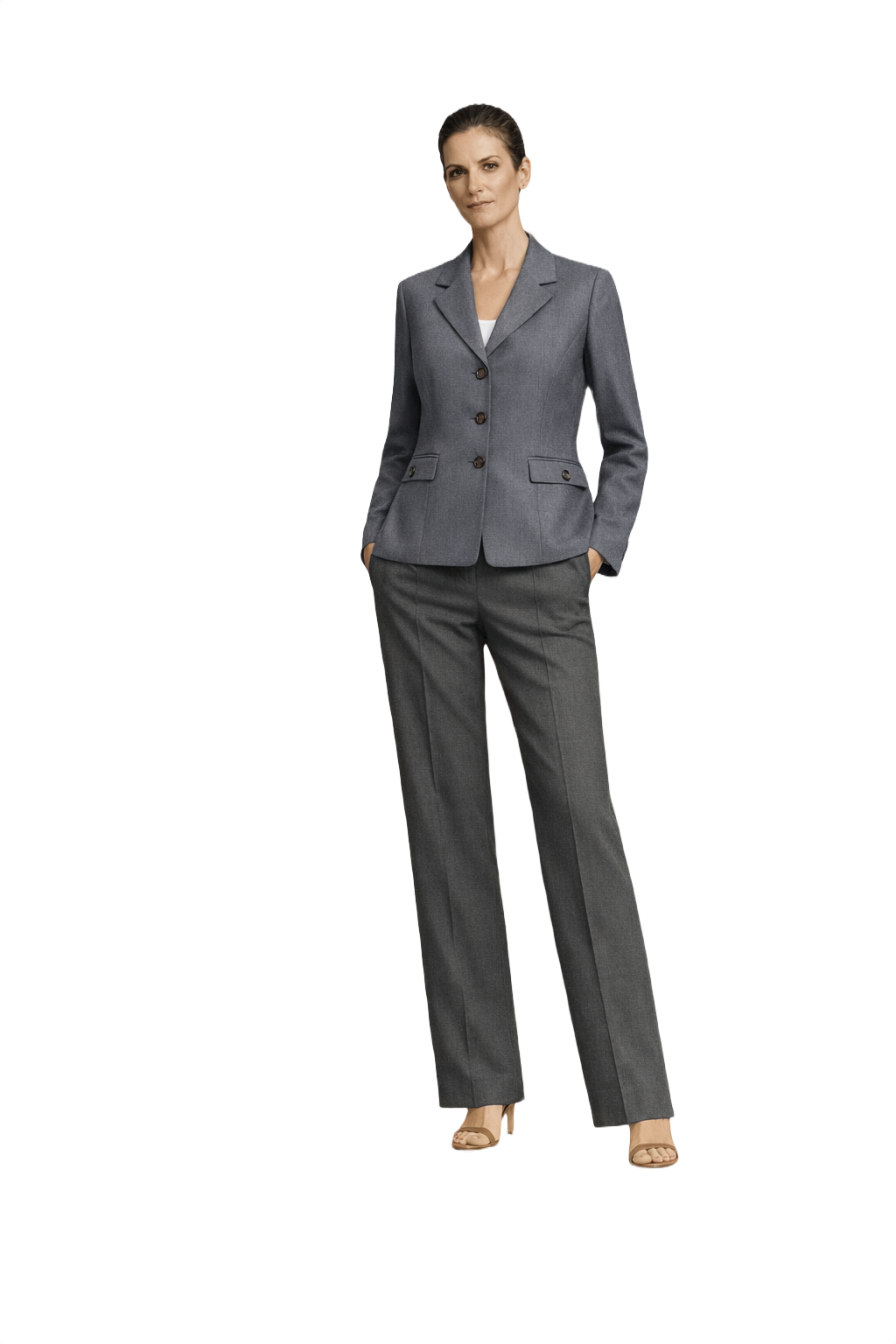 1990s Charcoal Grey Wool Blend Blazer - Model