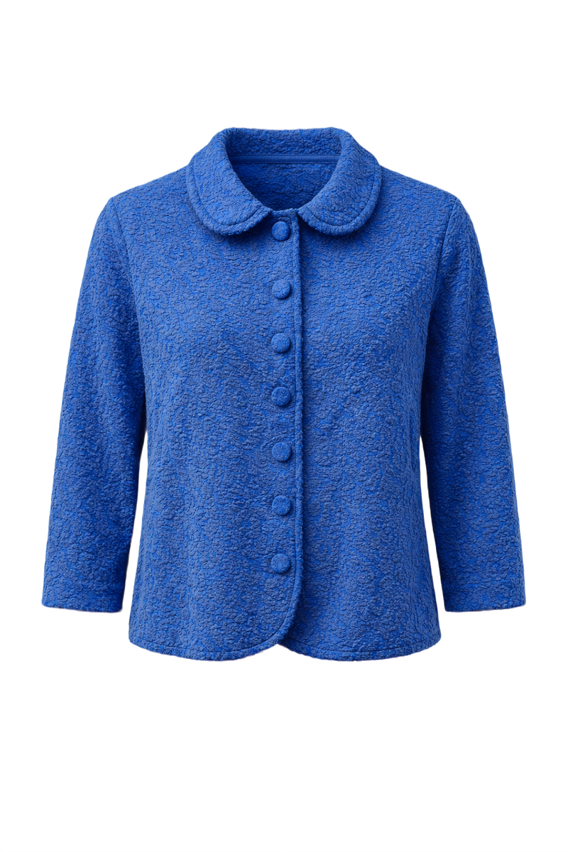 1960s Blue Unknown Fabric Jacket - Front View