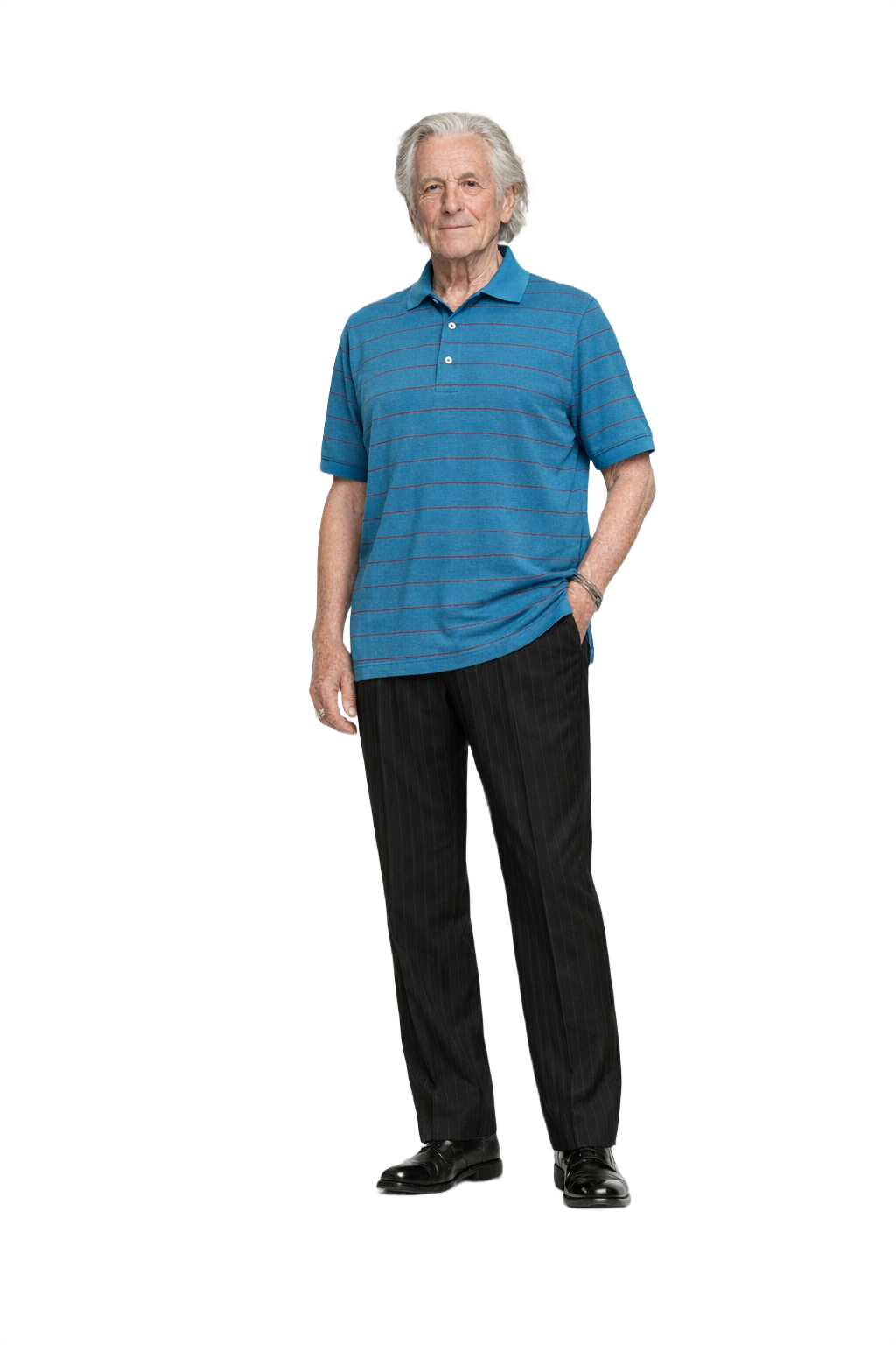 1970s Teal Velour Polo Shirt - Model