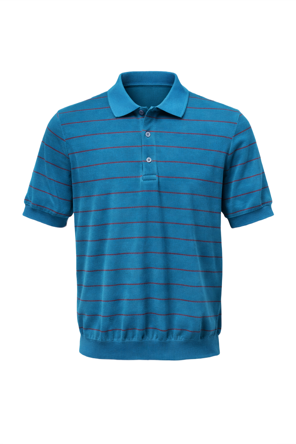 1970s Teal Velour Polo Shirt - Front View
