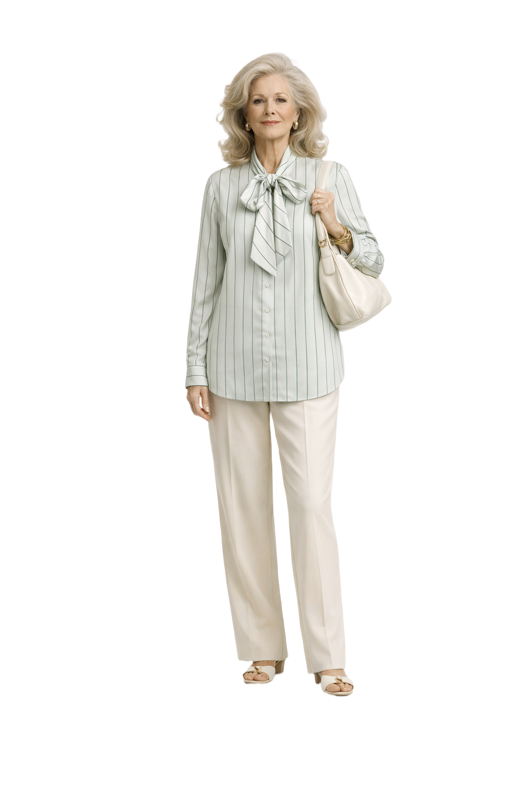 1970s Light Mint Green Polyester Blouse - Model