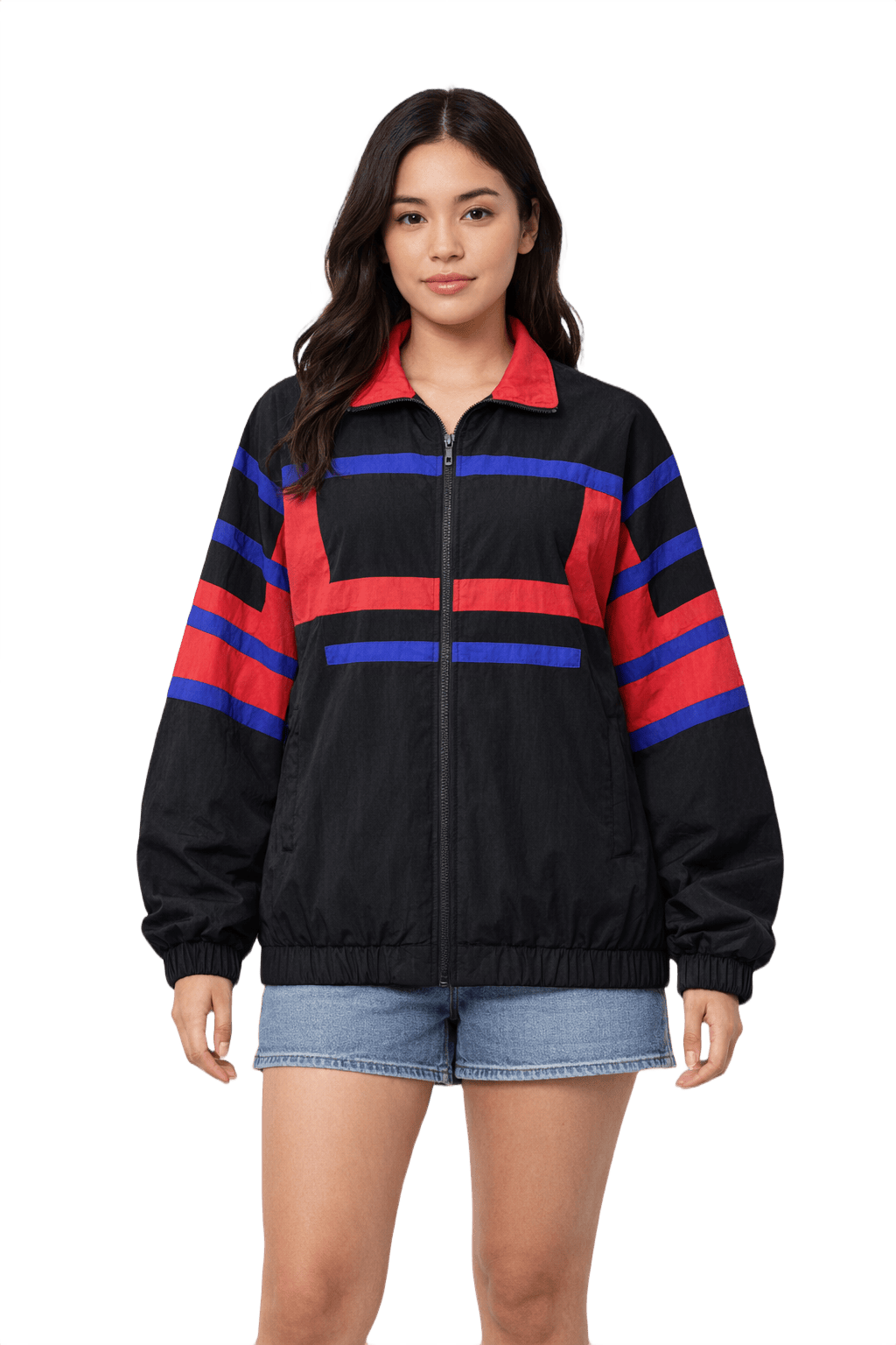 1980s Black Nylon Jacket - Model