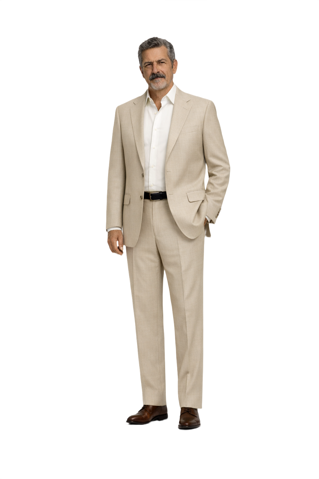 1980s Beige Wool Blend 2-Piece Suit - Model