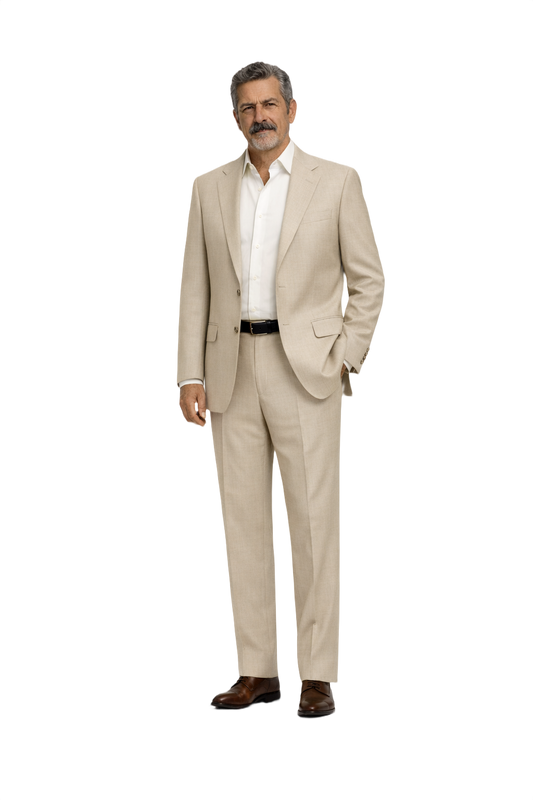 1980s Beige Wool Blend 2-Piece Suit - Model