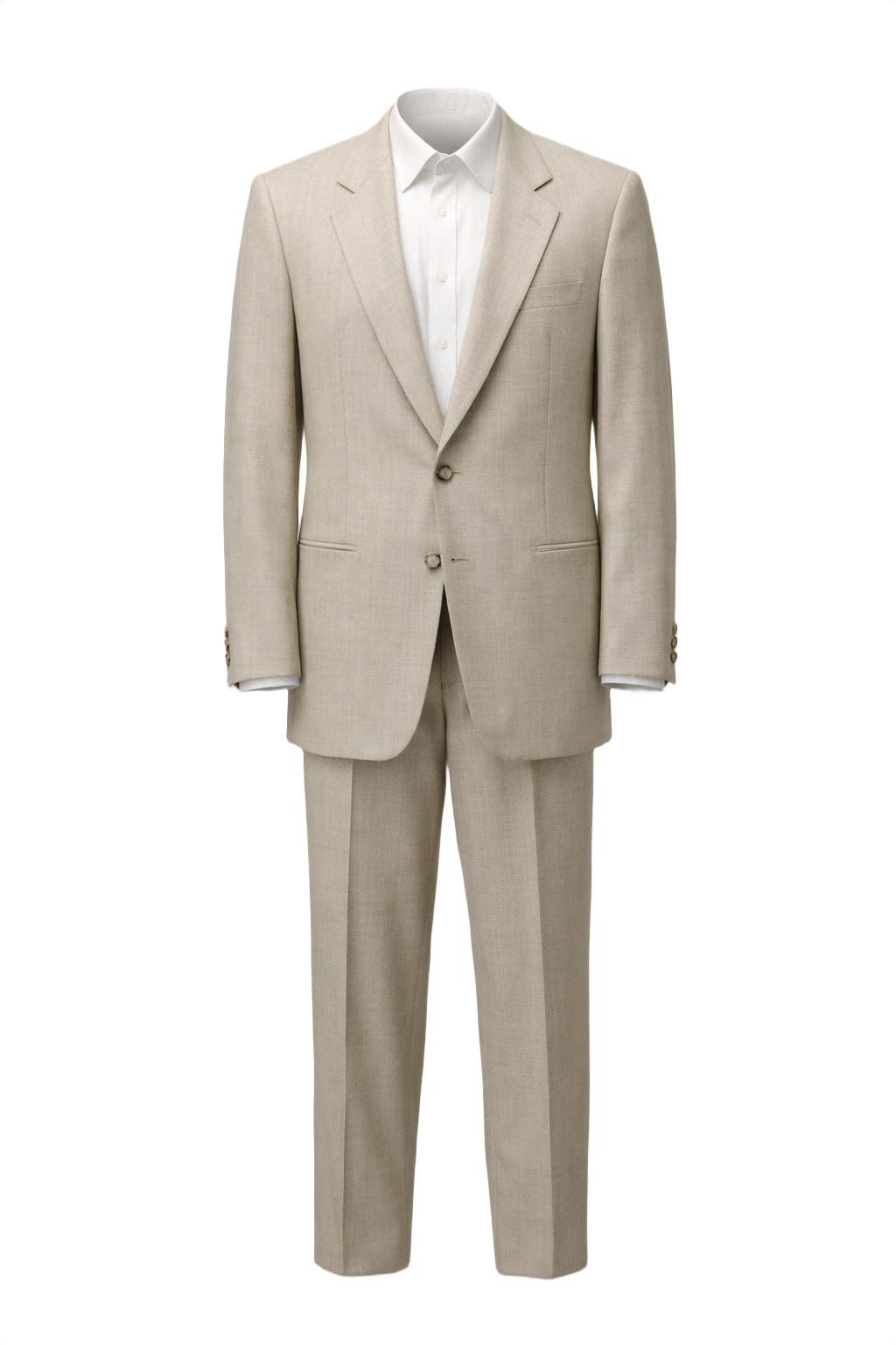 1980s Beige Wool Blend 2-Piece Suit - Front View