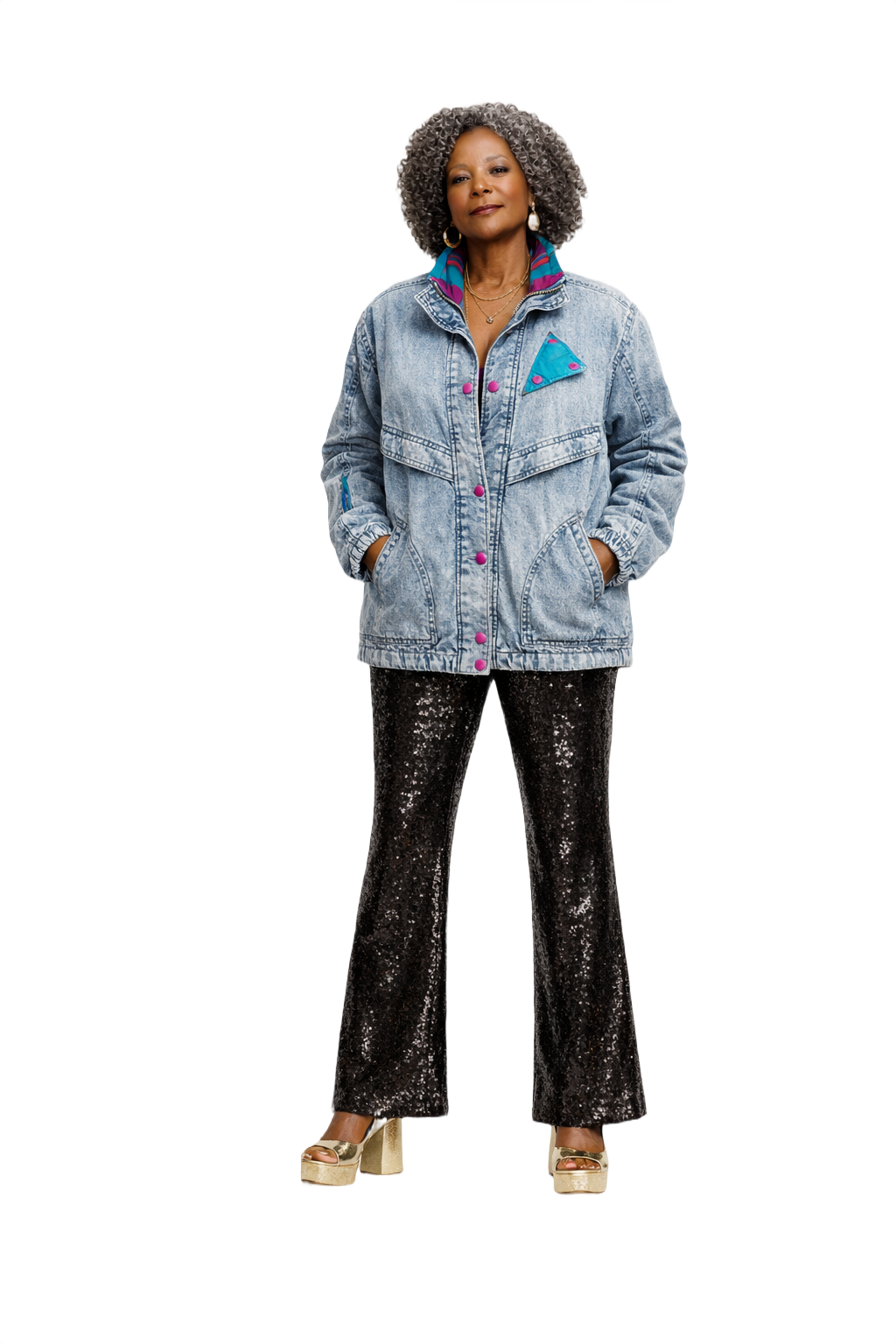 1980s Light Denim Blue Denim Jacket - Model