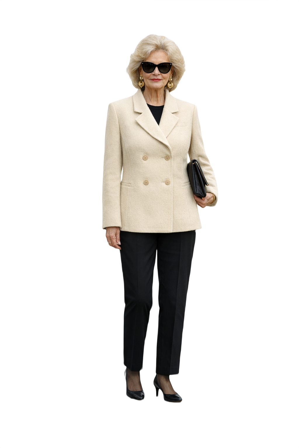 1980s Cream White Wool Blazer - Model