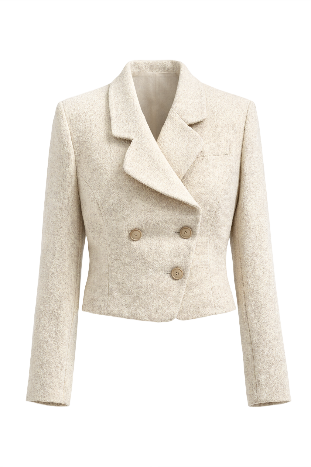 1980s Cream White Wool Blazer - Front View