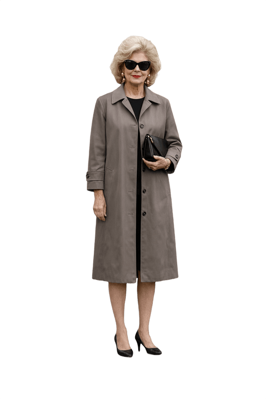 1980s Taupe Cotton Blend Coat - Model