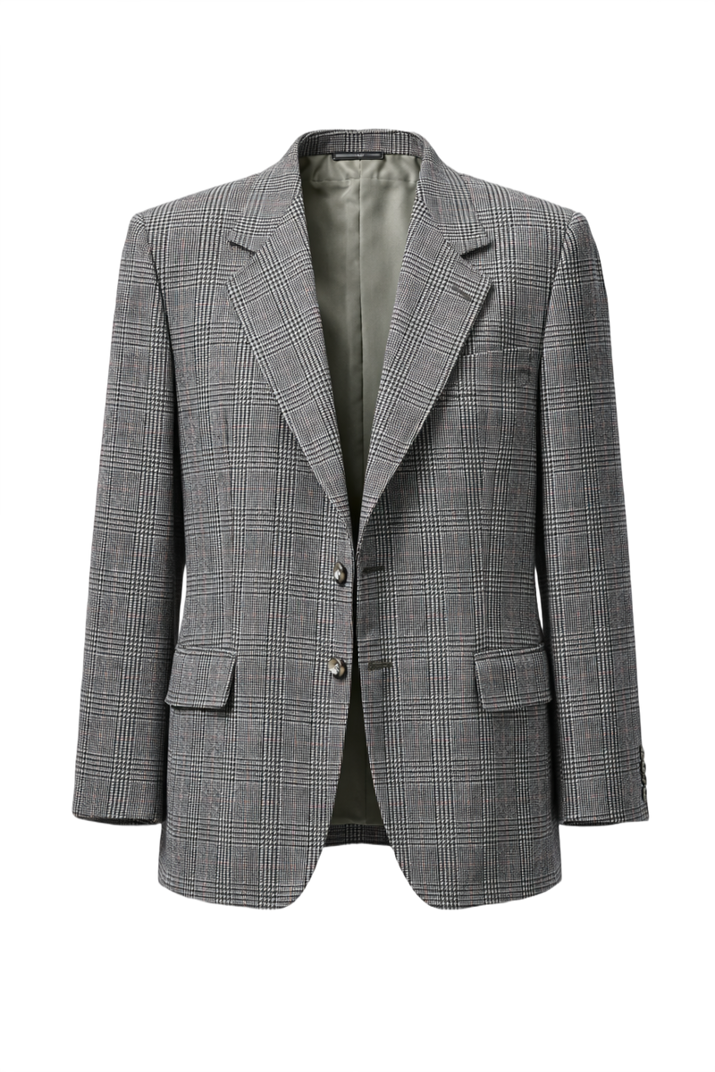 1980s Grey Wool Blazer - Front View