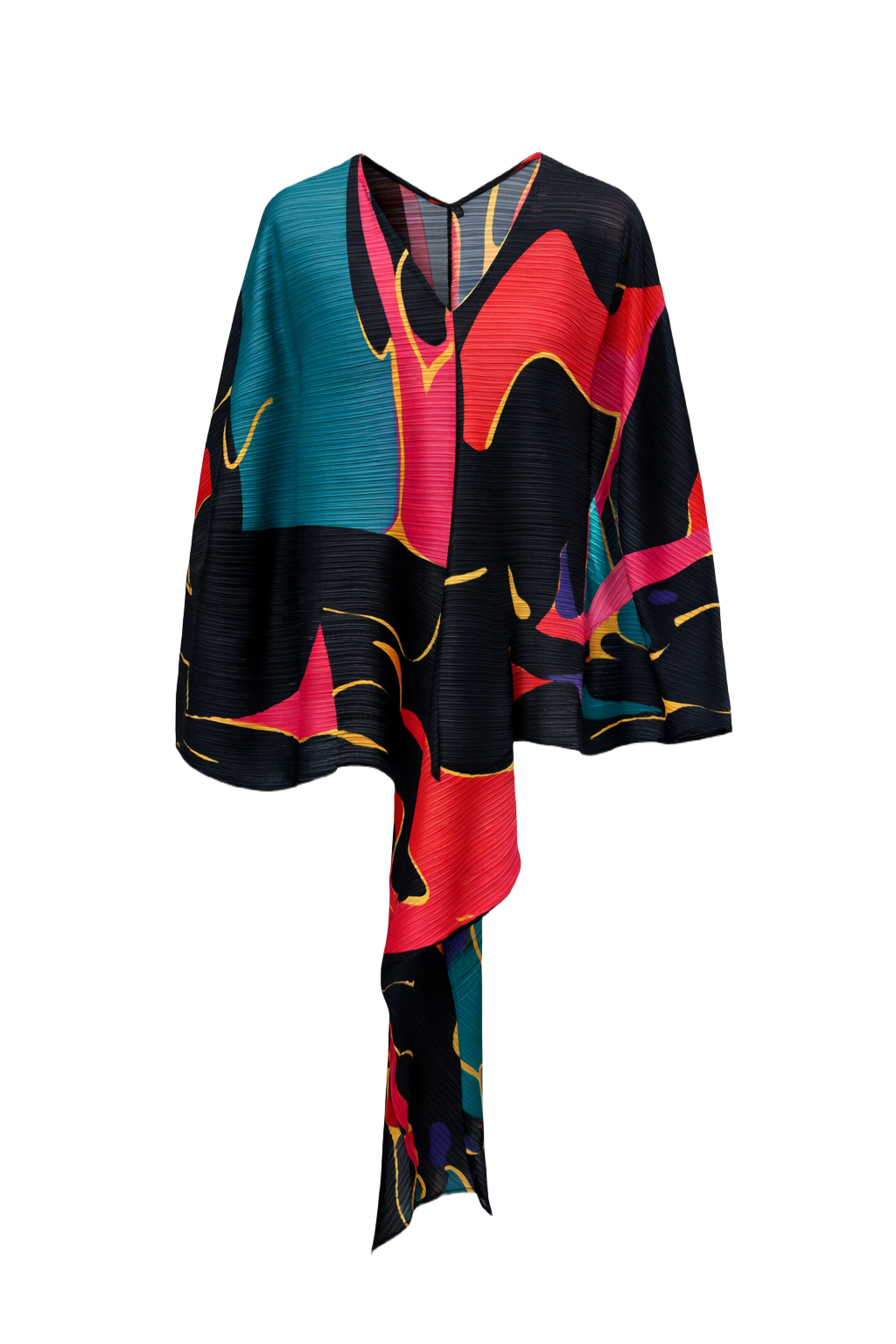1970s Multicolor Polyester Dress - Front View