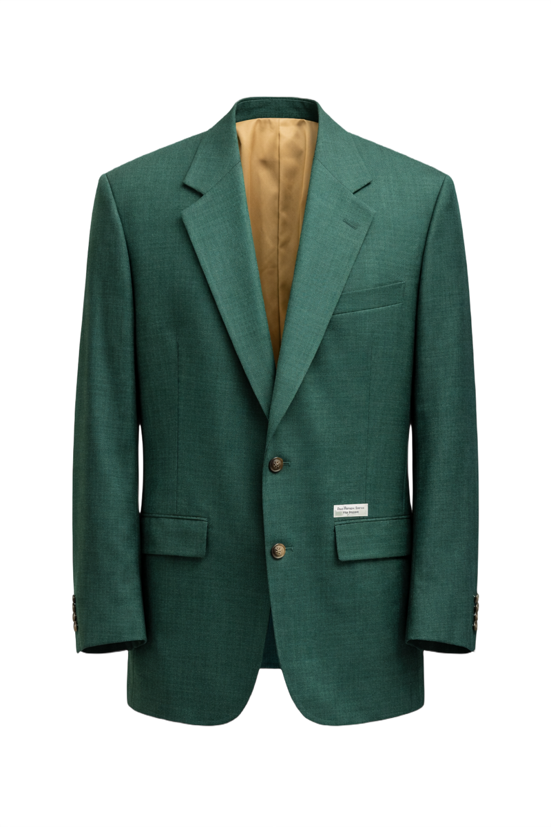 1980s Teal Green Wool Blend Blazer - Front View