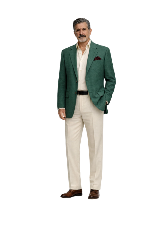 1980s Teal Green Wool Blend Blazer - Model