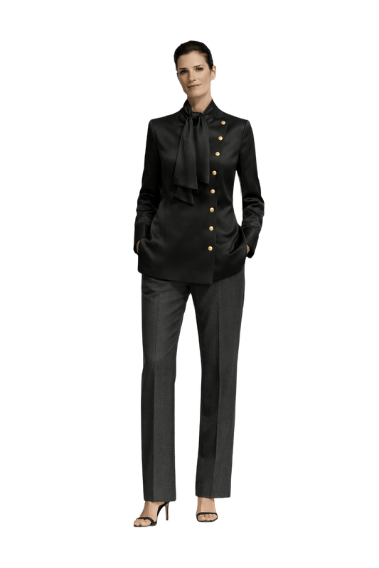 1990s Black Silk Blend Blazer - Model