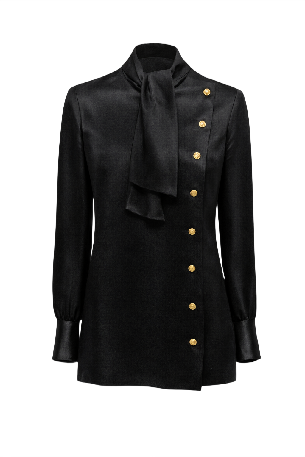 1990s Black Silk Blend Blazer - Front View