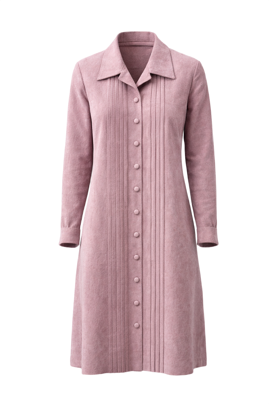 1970s Mauve Microsuede Dress - Front View