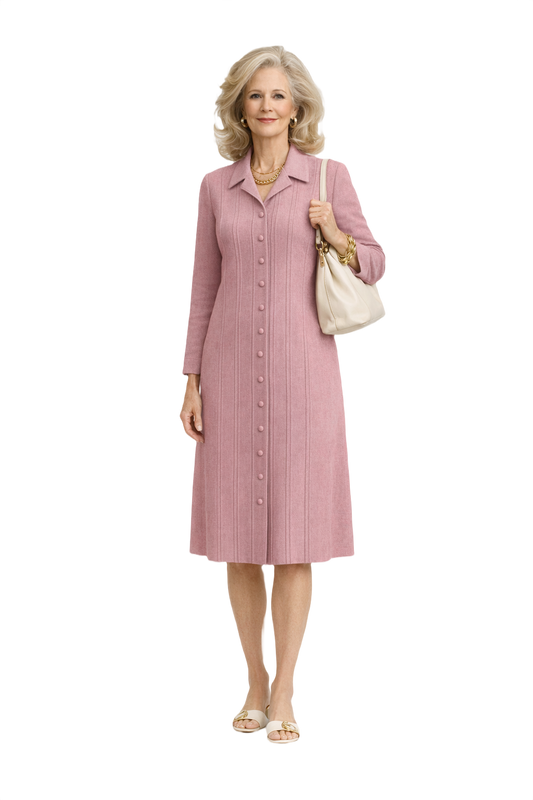 1970s Mauve Microsuede Dress - Model