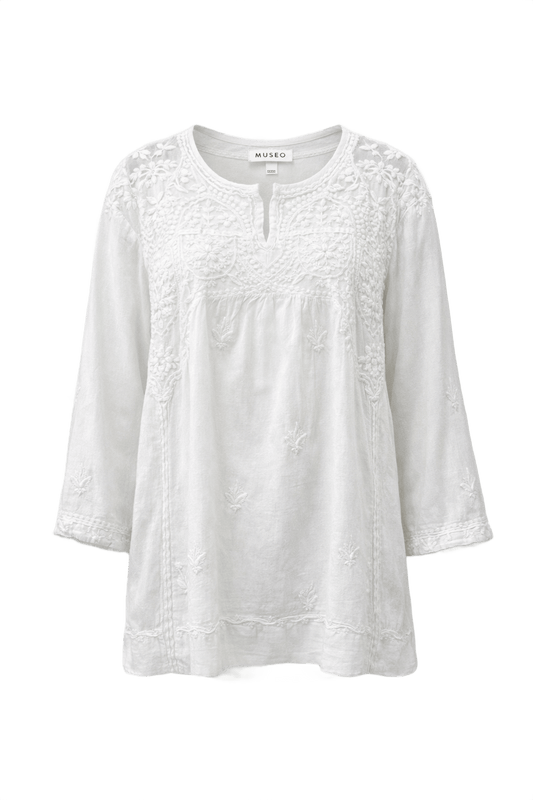 1970s White Cotton Blouse - Front View