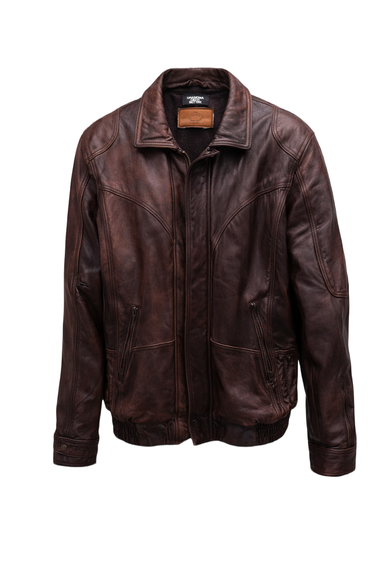 1990s Brown Leather Leather Jacket - Front View