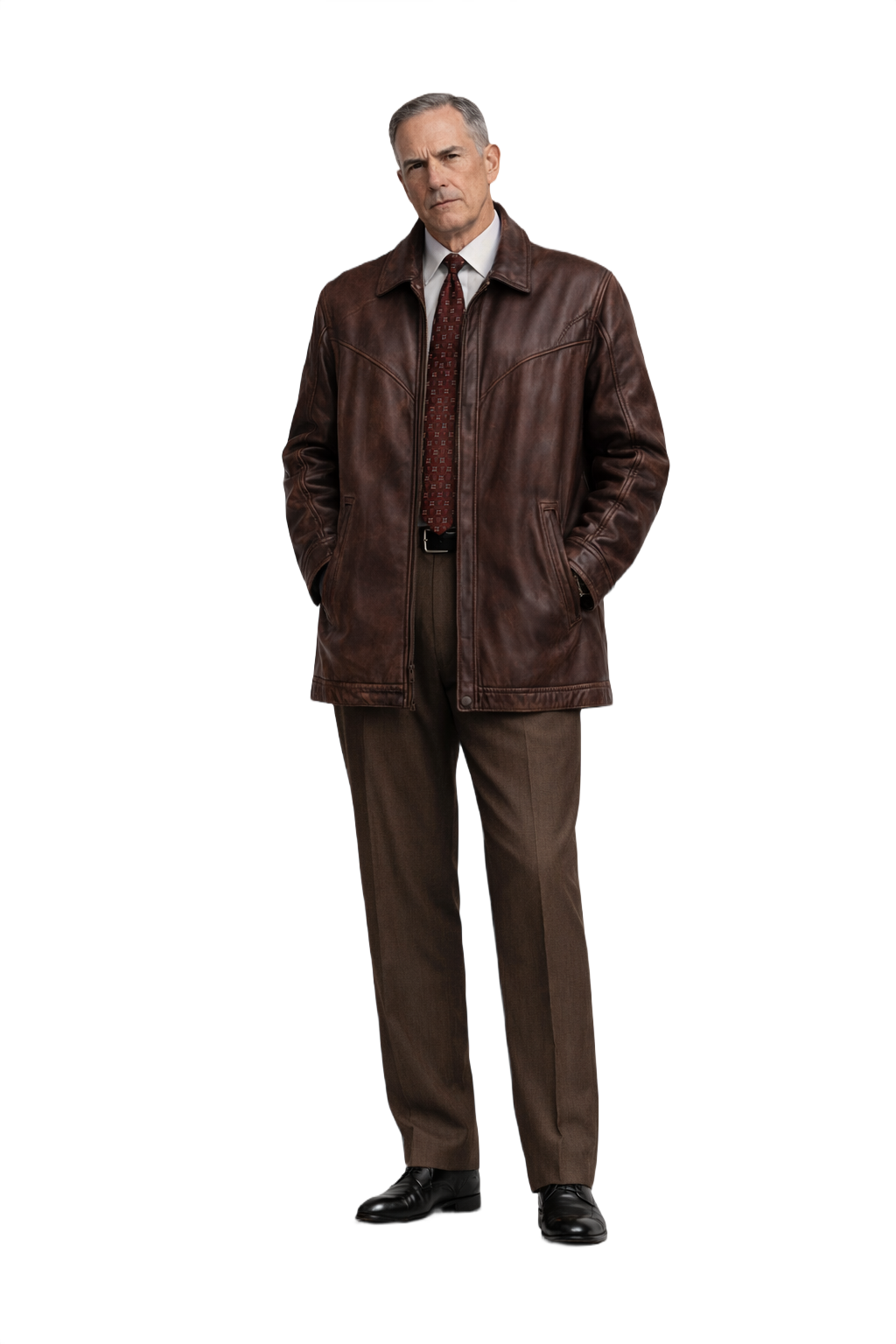 1990s Brown Leather Leather Jacket - Model