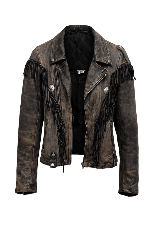 1970s Charcoal Grey Leather Jacket - Front View