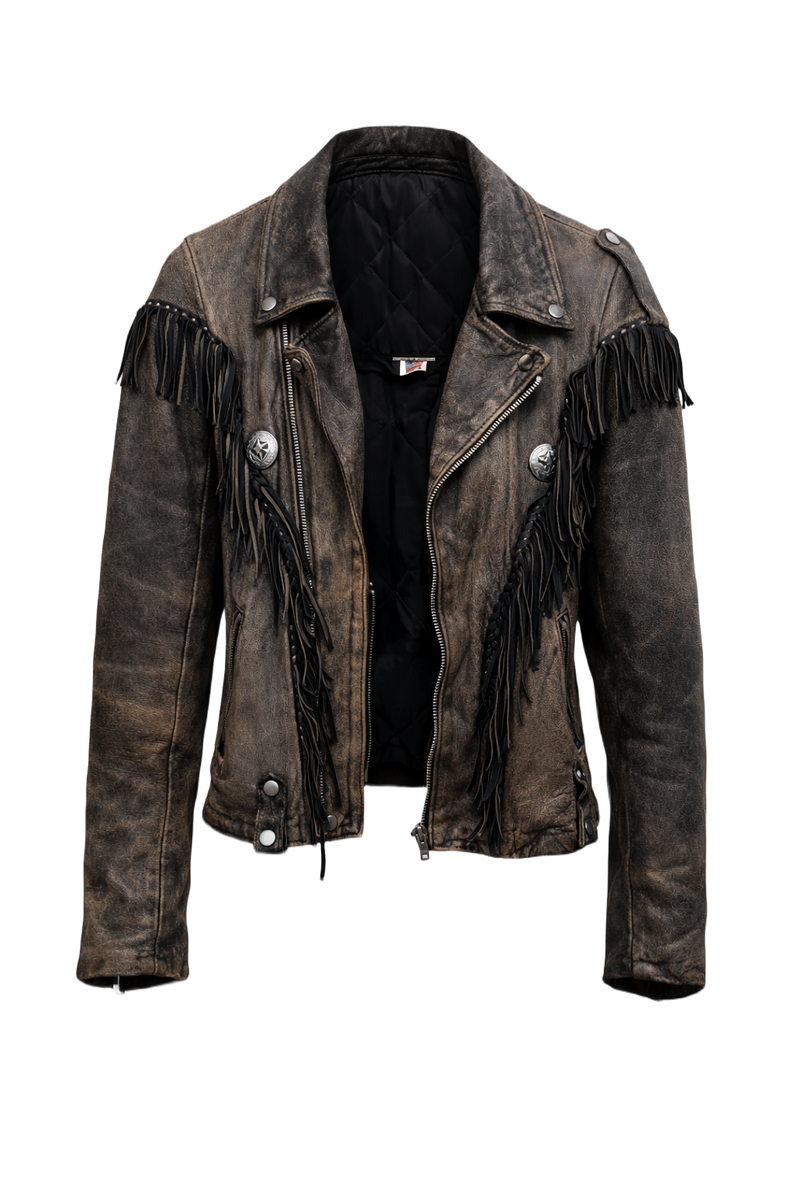 1970s Charcoal Grey Leather Jacket - Front View