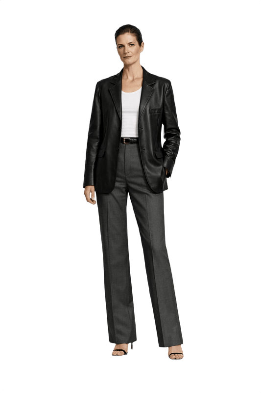 1990s Black Leather Blazer - Model